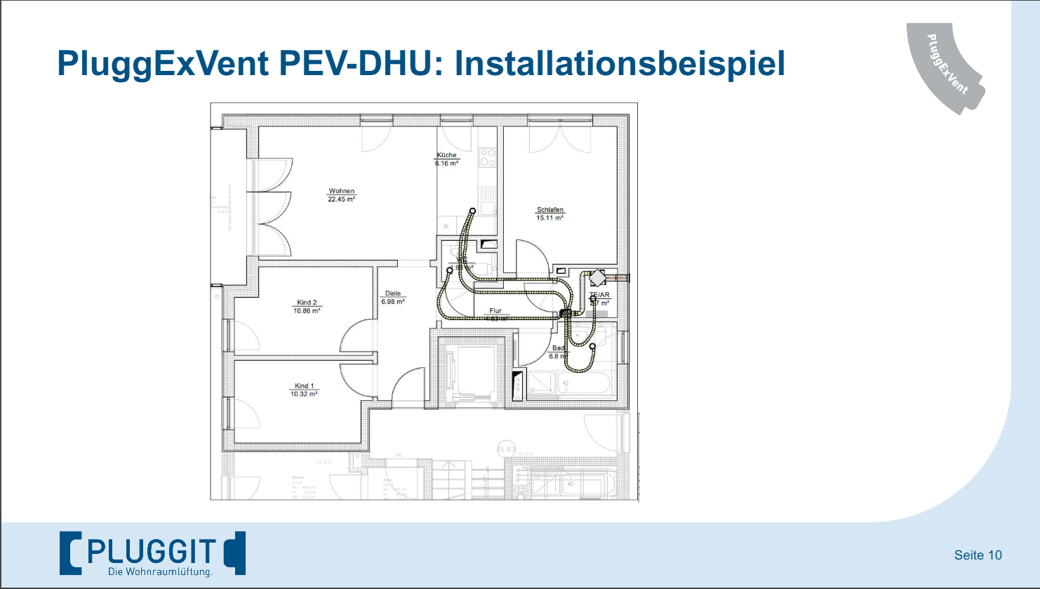 PluggExVent PEV-DHU: Installationsbeispiel